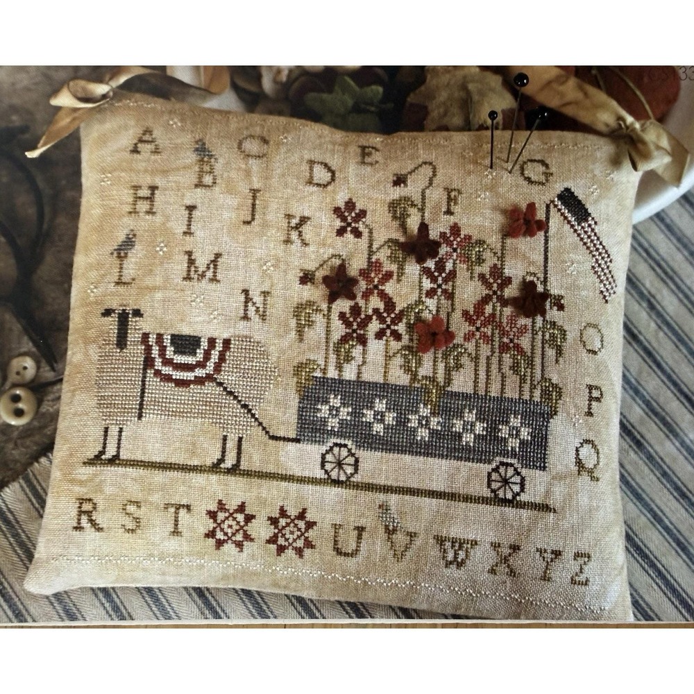 PATRIOTIC POPPIES Cross Stitch Pillow Pattern With Thy Needle & Thread B Gervais
